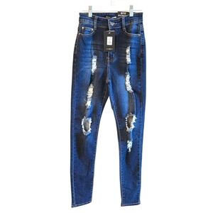 Fashion Nova Distressed‎ Indigo Skinny Jeans